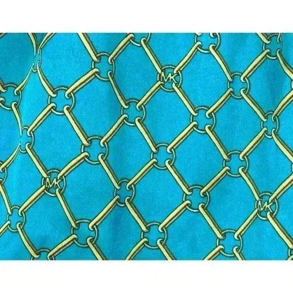 Michael Kor’s Long Sleeve Teal & Gold chain Link Blouse Women’s size Small - Picture 2 of 4